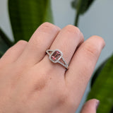 Navika 14K White Gold Pink Tourmaline Diamonds Ring | EM 6x4mm