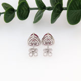 Nia 14K Solid Gold Madagascar Ruby Diamond Earrings | Trillion Shape 9x7mm