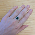 Femila 14K White Gold 1.5cts Zambian Emerald Diamond Ring | Emerald Cut 8x6mm