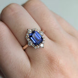 Tina 14K Rose Gold Tanzanite Diamond Ring | EM 8x6mm