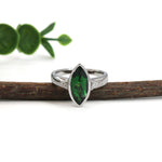 Saksha 14K White Gold 2.84cts Tsavorite Diamond Engagement Ring | Marquise 14X6.5mm