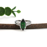 Saksha 14K White Gold 2.84cts Tsavorite Diamond Engagement Ring | Marquise 14X6.5mm