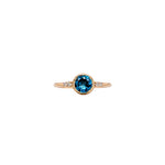 tia 14k yellow gold 0.80cts london topaz diamond ring | round 6mm