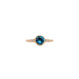 tia 14k yellow gold 0.80cts london topaz diamond ring | round 6mm