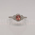 Radha 14K White Gold 0.53cts Padparadscha Sapphire Diamond Ring | Oval 5x4mm