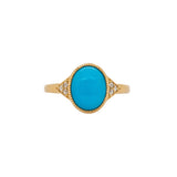 Shivi 14K Yellow Gold Arizona Sleeping Beauty Turquoise Diamond Ring | Oval 10x8mm
