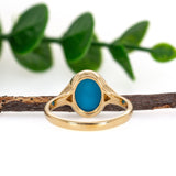 Shivi 14K Yellow Gold Arizona Sleeping Beauty Turquoise Diamond Ring | Oval 10x8mm