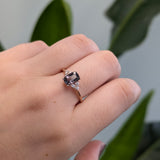 Emma 14K Rose Gold Madagascar Grey Spinel Diamond Ring | Cushion Shape 8x4.5mm