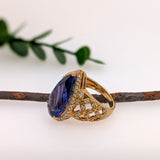 Previously Loved 18K Yellow Gold 9.7cts Tanzanite Diamond Ring | Pear Shape 20x11mm