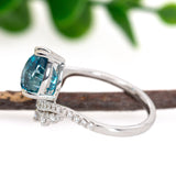 Anu 14K White Gold 3.78cts Blue Zircon Diamond Ring | Pear Shape 9x7mm