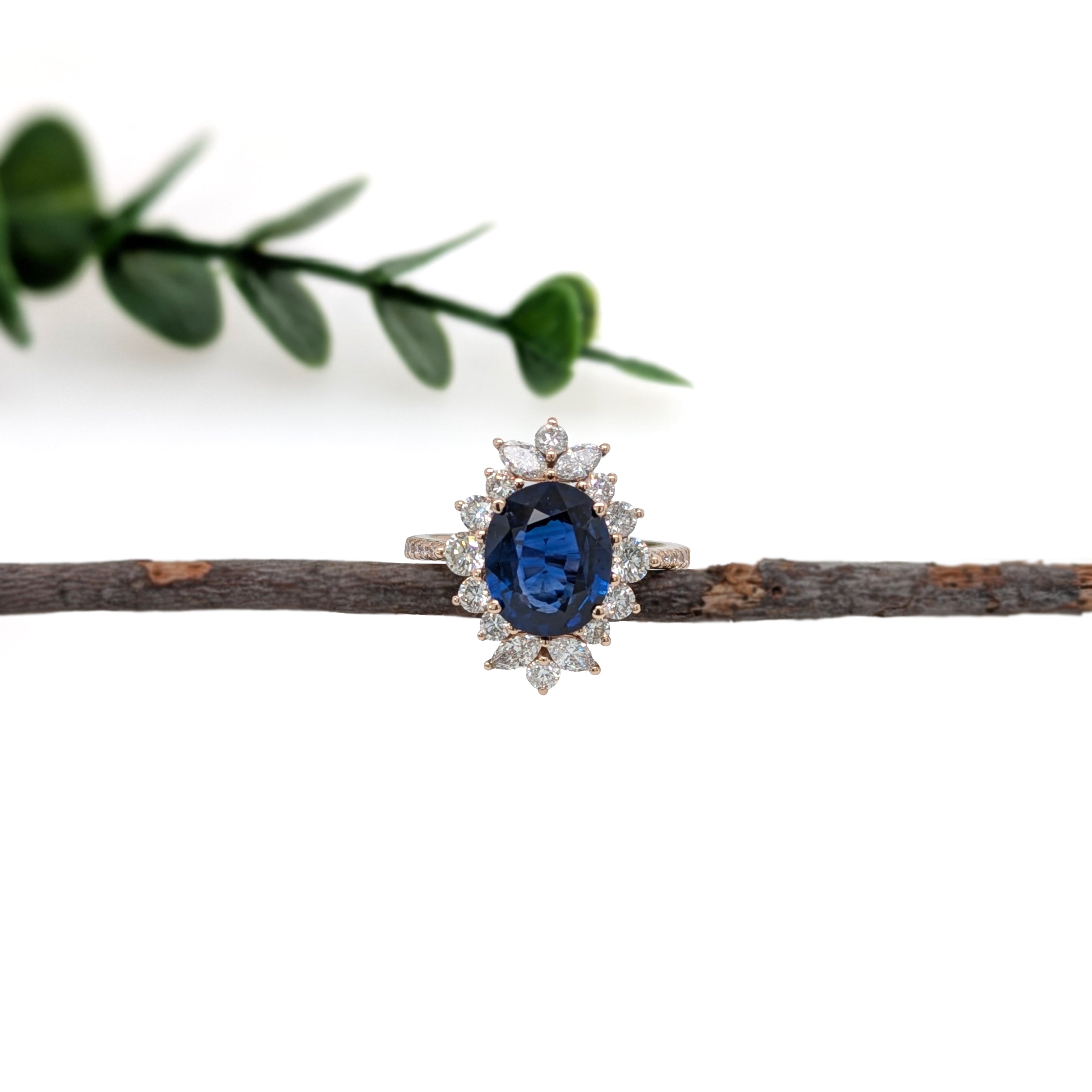Forever Promise 14K Yellow Gold 3.13ctsBlue Sapphire Diamond Ring | Oval 10x8mm