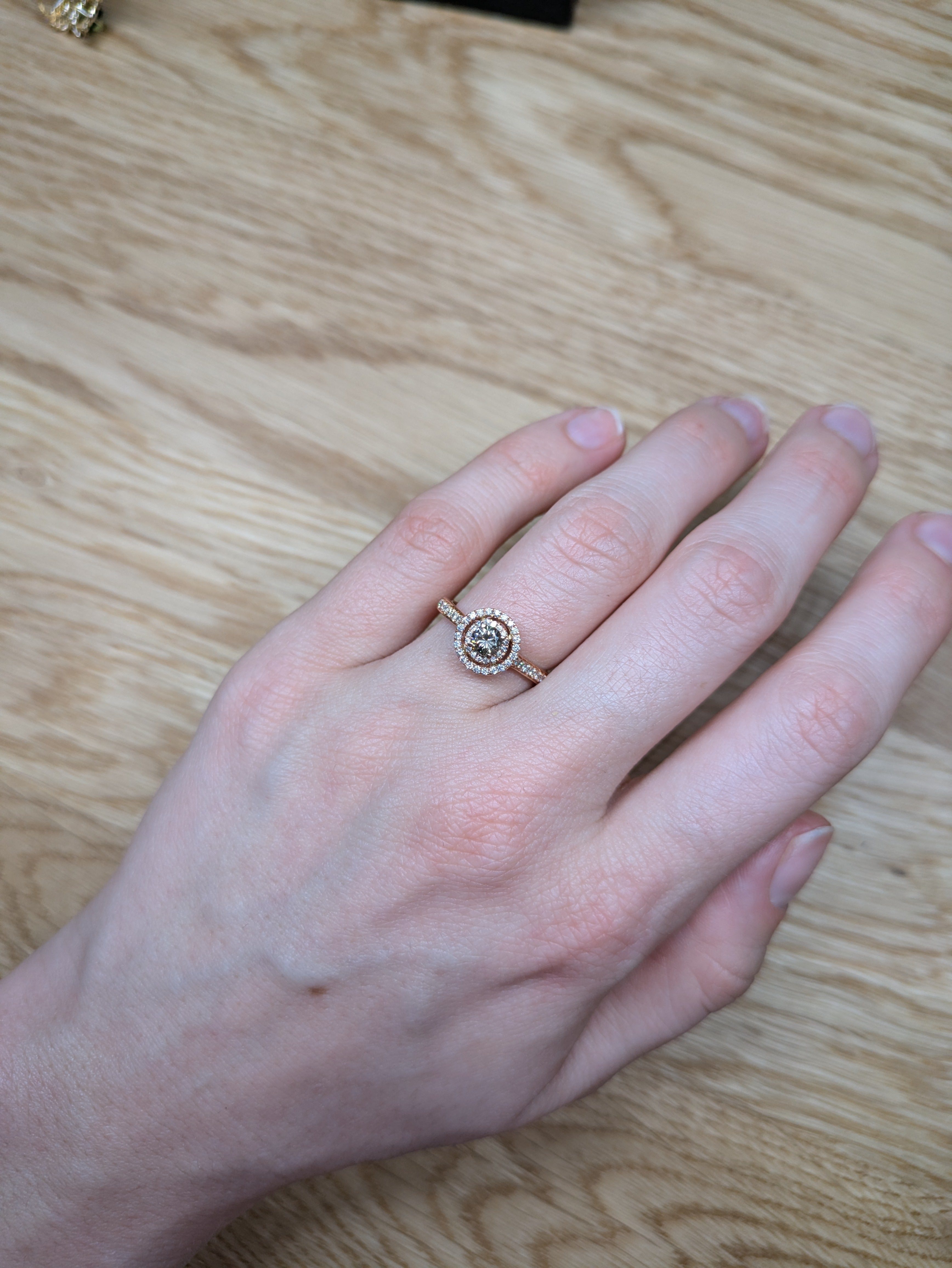 Previously Loved 14K Rose Gold 0.31cts Champagne Diamond Ring | Round 4mm