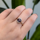 Mehar 14K Yellow Gold Purple Spinel Diamonds Ring | Oval Shape 8x6mm