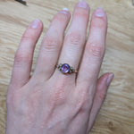 virgo 14k yellow gold 1.26cts purple sapphire diamond ring | oval 7x6mm