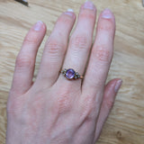 virgo 14k yellow gold 1.26cts purple sapphire diamond ring | oval 7x6mm