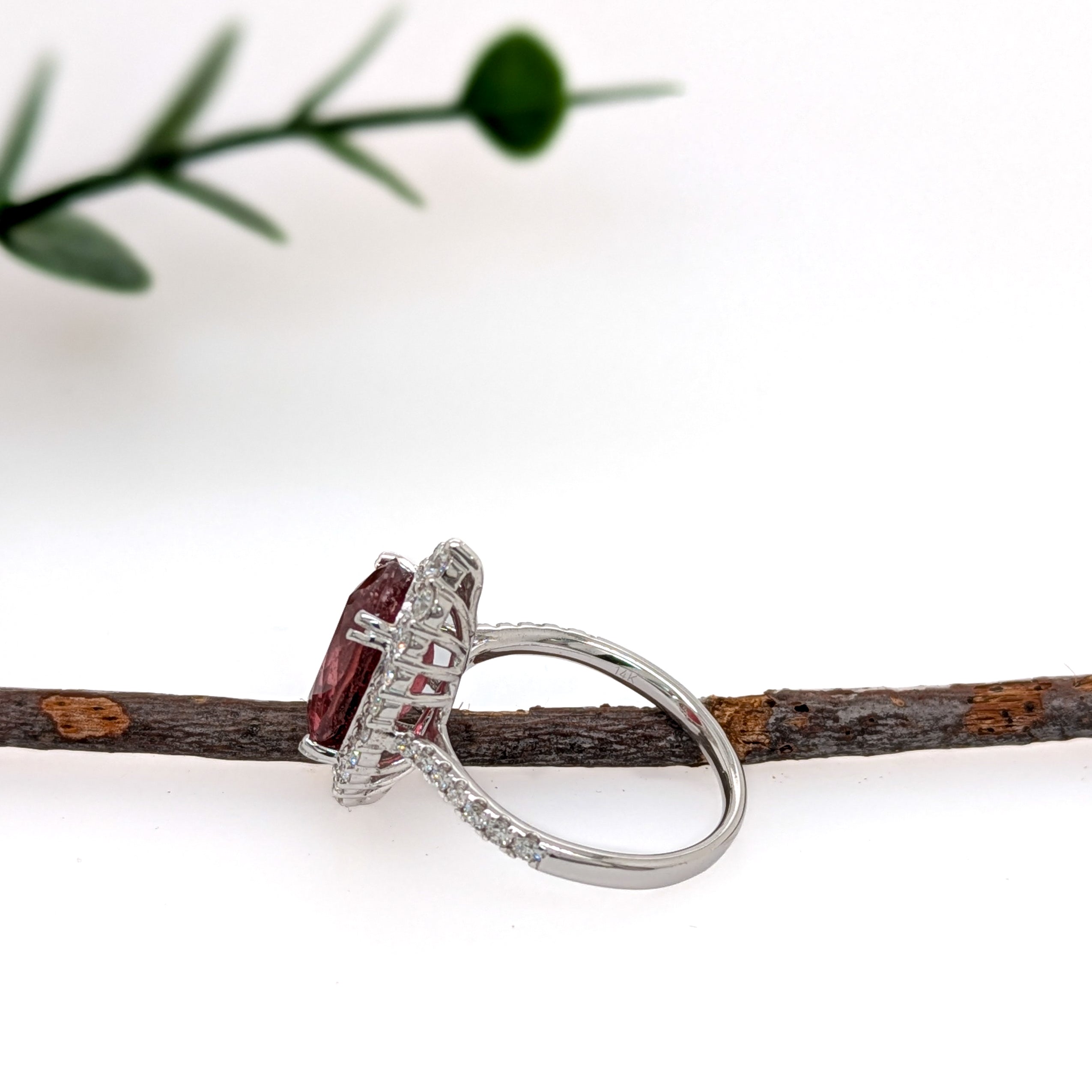 laya 14k white gold 4.52cts rubellite diamond ring | oval 13.3x8.6mm