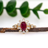 Sona 14K Yellow Gold Mozambique Ruby Diamond Ring | Oval 7x5mm
