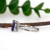 Ashi 14K White Gold Tanzanite Diamond Ring | Emerald Cut 9x7mm