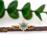 Rachel 14K Yellow Paraiba Color Tourmaline Diamond Ring | Round 4mm