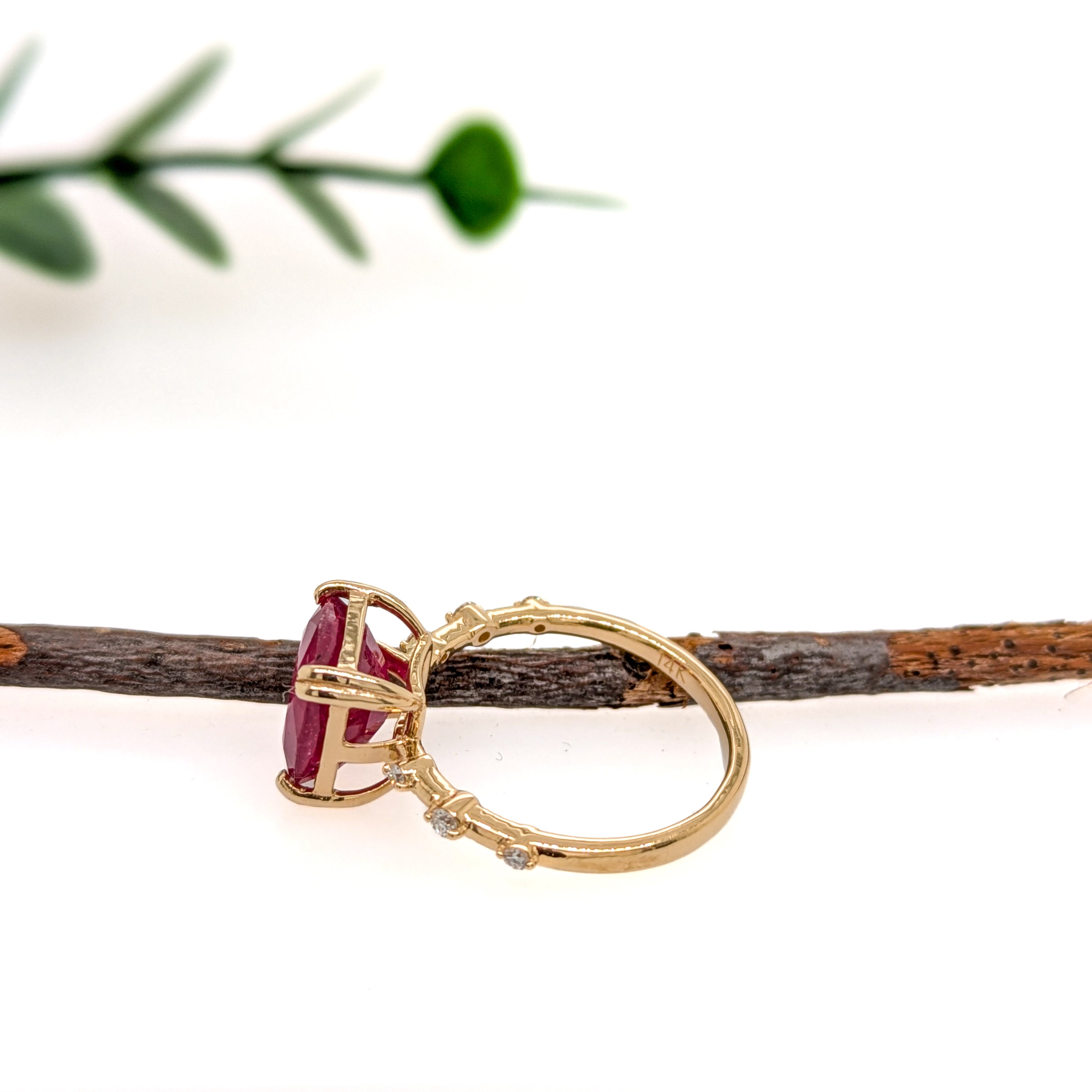 Bhavna 14K Yellow Gold 4.9cts Madagascar Ruby Diamond Ring | Emerald Cut 9mm
