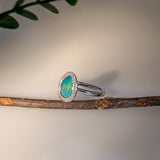 elysia 14k white gold 1.08cts boulder opal diamond ring | fancy shape 9x7mm