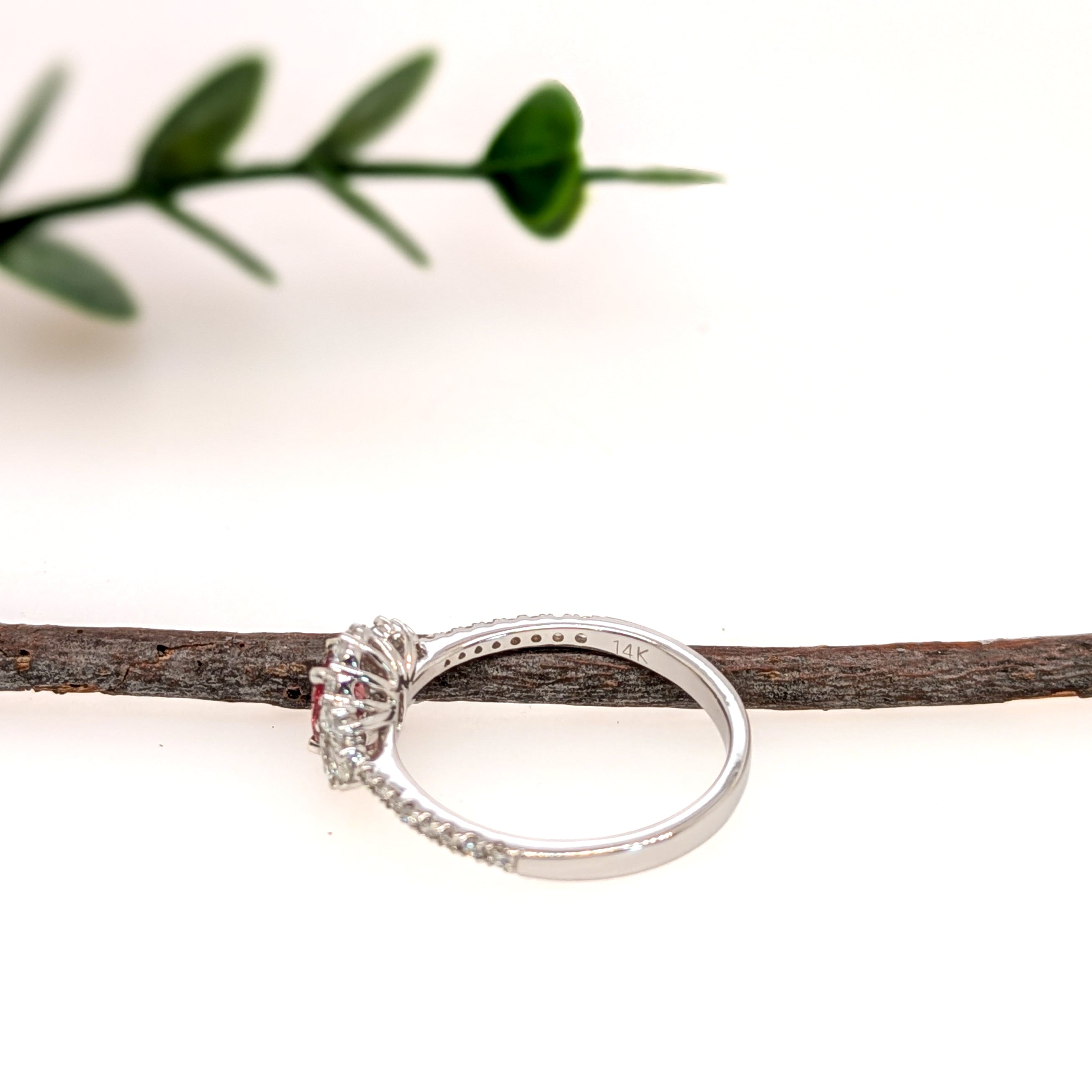 Radha 14K White Gold 0.53cts Padparadscha Sapphire Diamond Ring | Oval 5x4mm