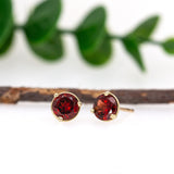 14K Gold Madagascar Red Garnet Martini Studs | Round 6mm