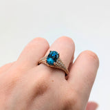 Indu 14K Rose Gold 4.73cts Blue Zircon Diamond Ring | Oval 9x7mm