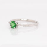 Lyric Solid 14k White Gold Tsavorite Garnet Ring with Natural Diamonds Accents | Round 5mm