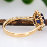 Advika 14K Yellow Gold Ceylon Sapphire Diamond Ring | Oval 8x6mm