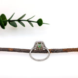 Abhi 14K Dual White Yellow Gold 0.96cts Tsavorite Diamond Ring | Emerald Cut 7x5mm