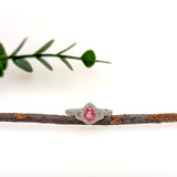 Samira 14K White Gold 0.575cts Padparadscha Sapphire Diamond Ring | Pear Shape 6x4.6mm