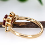 Sona 14K Yellow Gold Mozambique Ruby Diamond Ring | Oval 7x5mm