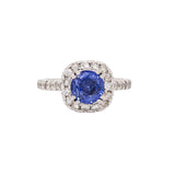 Mirella Platinum Ceylon Sapphire Ring with Natural Diamonds Accents | Round 7.5mm