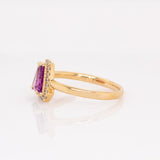 Suki 14k Solid Gold Purple Sapphire Ring with Natural Diamonds Accents | Trillion 8x7mm