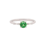 Lyric Solid 14k White Gold Tsavorite Garnet Ring with Natural Diamonds Accents | Round 5mm