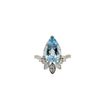 Anisha 14K White Gold 3.43cts Aquamarine Diamond Promise Ring  | Pear Shape 13x9mm