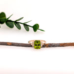 Jessica 14K Yellow Gold 2.64cts Peridot Diamond Ring |  Cushion 9x7mm