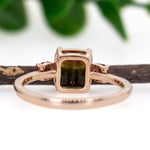 Avila 14K Rose Gold 3.55cts Bi-color Tourmaline Diamond Ring w 3mm Pink Tourmaline Accents | Emerald Cut - 9x6mm
