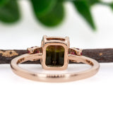 Avila 14K Rose Gold 3.55cts Bi-color Tourmaline Diamond Ring w 3mm Pink Tourmaline Accents | Emerald Cut - 9x6mm
