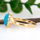 Shivi 14K Yellow Gold Arizona Sleeping Beauty Turquoise Diamond Ring | Oval 10x8mm