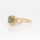 Naya 14k Solid Gold Demantoid Ring with Natural Diamonds Accents | Round 6.5mm