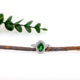 Spring Green 14K White Gold 0.94cts Rare Tsavorite Garnet Diamond Ring | Oval 7.9x5.8mm