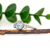 Anika 14K White Gold Brazilian Aquamarine Diamond Ring | Round 6.5mm