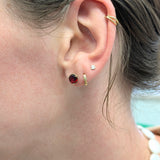 14K Gold Madagascar Red Garnet Martini Studs | Round 6mm