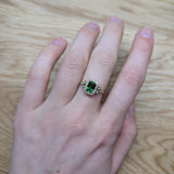 Nivi 14K Yellow Gold 0.82cts Rare Tsavorite Garnet Diamond Ring | Cushion 7x5mm