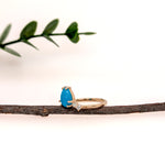 turia 14k yellow gold 1.02cts turquoise diamond engagement ring | pear 8x6mm