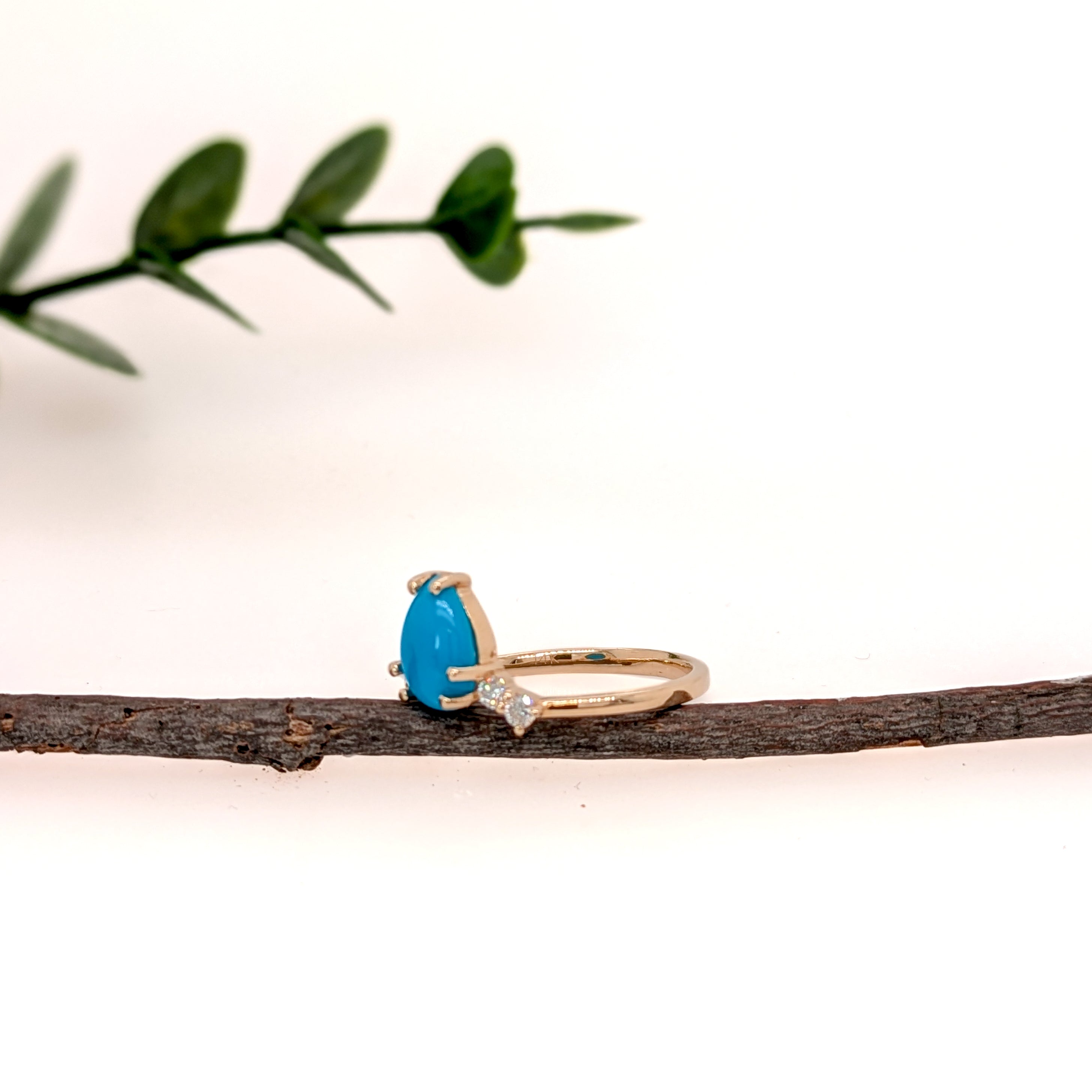 turia 14k yellow gold 1.02cts turquoise diamond engagement ring | pear 8x6mm