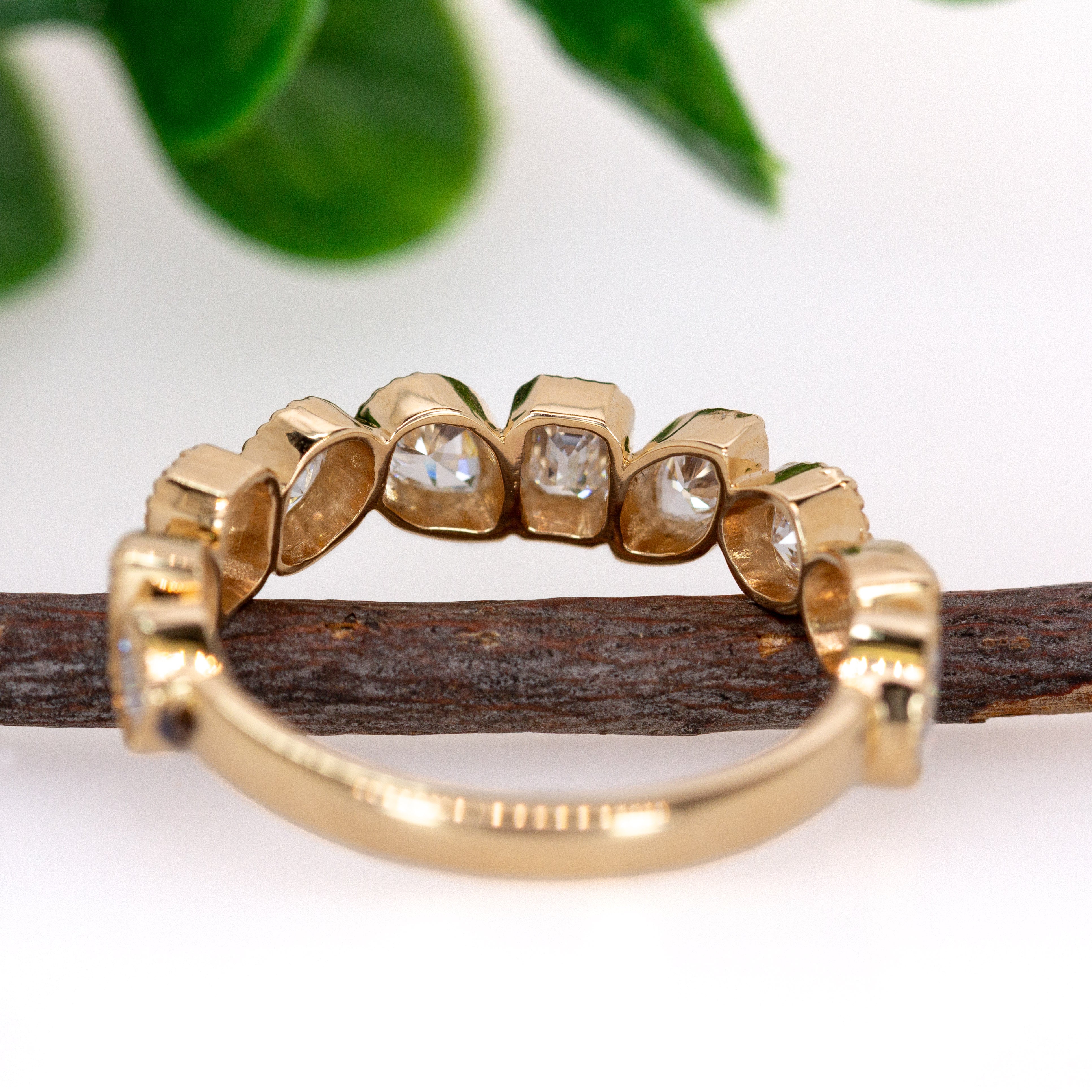 Milgrain Details Lab Diamonds Ring w 14K Yellow Gold | Mix 0.2mm