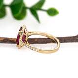 Manya 14K Yellow Gold Madagascar Ruby Diamond Ring | EM 9x7mm